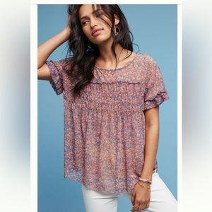 Anthropologie Deletta Robyn Smocked Top - XS